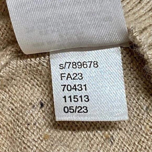 Loft Sweater Women’s Small Beige Speckle Ruffled Collar Button Accent Longsleeve - Picture 11 of 14